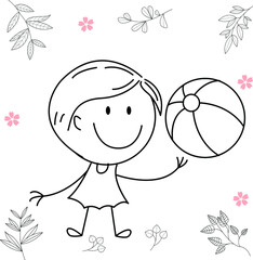 cartoon activity illustration of a smiling child for children's coloring book, children's book. eps vector image.