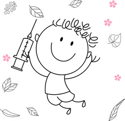 cartoon activity illustration of a smiling child for children's coloring book, children's book. eps vector image.