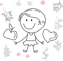 cartoon activity illustration of a smiling child for children's coloring book, children's book. eps vector image.