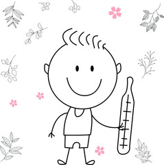 cartoon activity illustration of a smiling child for children's coloring book, children's book. eps vector image.