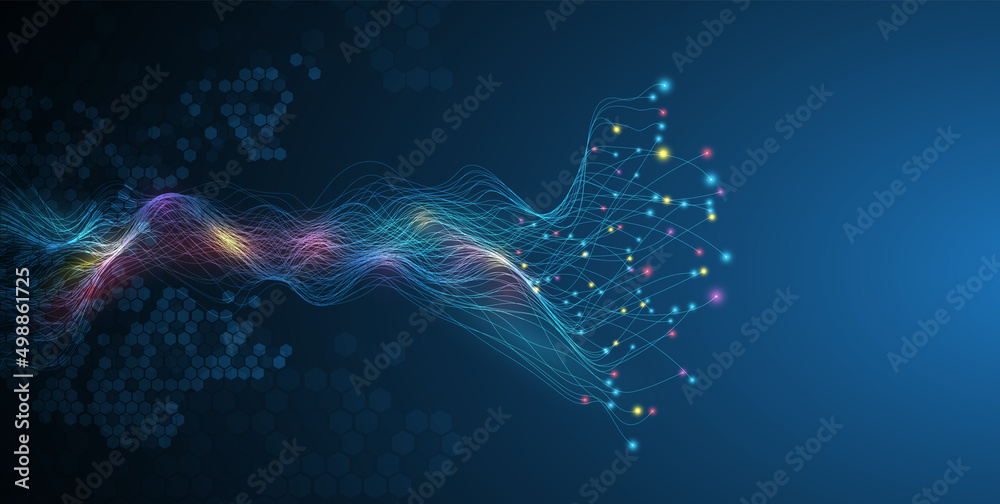 Wall mural big data network concept, internet connection, sound wave and wireless signal use business finance a