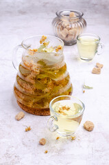Hot linden tea in glass