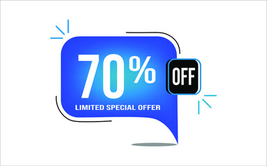 70% off blue balloon. Wholesale buy and sell banner. Limited special offer