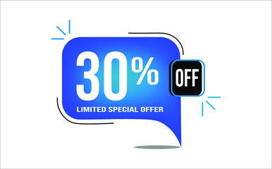 30% off blue balloon. Wholesale buy and sell banner. Limited special offer