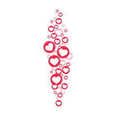 Likes hearts flying up for stories and live streams. Transparent like icons for social media ui. Vector illlustration isolated in white background