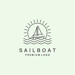 sail boat logo icon design minimalist vector illustration