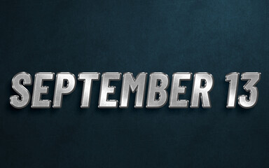 SEPTEMBER IN SILVER HIGH RELIEF LETTERS ON DARK BACKGROUND