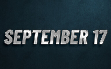 SEPTEMBER IN SILVER HIGH RELIEF LETTERS ON DARK BACKGROUND