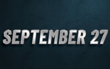 SEPTEMBER IN SILVER HIGH RELIEF LETTERS ON DARK BACKGROUND