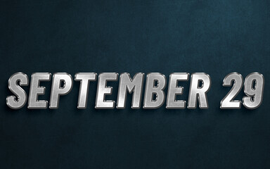 Obraz premium SEPTEMBER IN SILVER HIGH RELIEF LETTERS ON DARK BACKGROUND