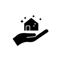 cleanliness icon. house with hand. suitable for cleanliness symbol. glyph icon style. silhouette. simple design editable. Design template vector