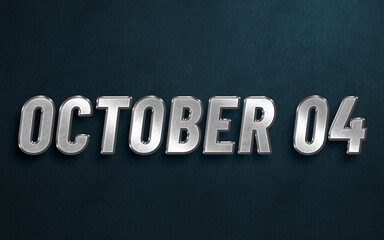 OCTOBER IN SILVER HIGH RELIEF LETTERS ON DARK BACKGROUND