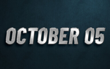 OCTOBER IN SILVER HIGH RELIEF LETTERS ON DARK BACKGROUND