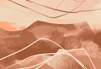 Obraz premium Creative minimalist hand painted illustrations for wall decoration.