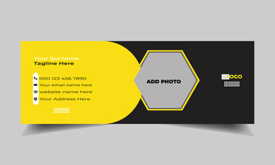 Corporate, Unique and professional email Signature template. Modern creative flat multipurpose
stylish business Email signature template design, With author photo place vector banner.
