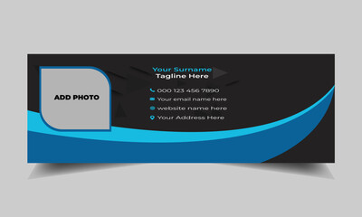 Corporate, Unique and professional email Signature template. Modern creative flat multipurpose
stylish business Email signature template design, With author photo place vector banner.
