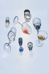 Abstract composition with glassware shadows background.