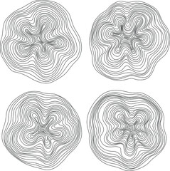 Abstract tree rings. Vector topographic map concept. Seamless background. Thin black lines on white