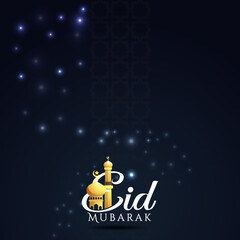 Fototapeta premium Eid Mubarak lettering with dark background and copy space.