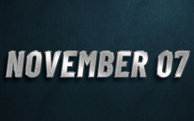 Obraz premium NOVEMBER IN SILVER HIGH RELIEF LETTERS ON DARK BACKGROUND