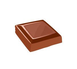 Chocolate vector icon. Piece of chocolate bar. Flat illustration.