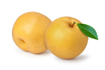 ripe yellow pear on white