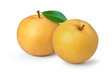 Ripe Nashi pear isolated on white background