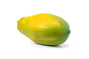 Ripe papaya fruit isolated on white background with clipping path.