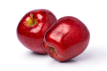 Obraz premium Closeup two red ripe washington apples fruit isolated on white background