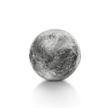 isolated steel metal ball on white background. 3d render