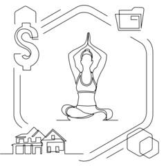 Concept visualization line icon drawing of lifestyle work life family balance