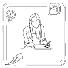 Concept visualization line icon drawing of lifestyle work life family balance