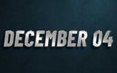 DECEMBER IN SILVER HIGH RELIEF LETTERS ON DARK BACKGROUND
