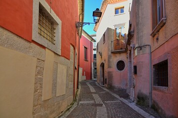 A narrow street in Nusco, a small village in the province of Avellino, Italy.