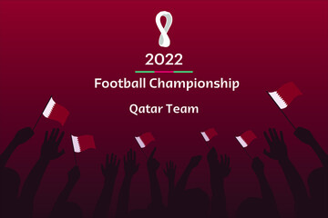 Qatar Team Football Club. Soccer Tournament Cup 2022 Vector Illustration