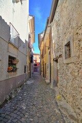Fototapeta na wymiar A narrow street in Nusco, a small village in the province of Avellino, Italy.