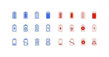 battery charging alert line vector illustration icon