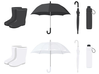 黒と白のシンプル雨具セット_ベクターイラスト © あ こ