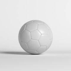 White-colored soccer ball. On the white-colored background. Horizontal composition with copy space. Isolated with clipping path.
