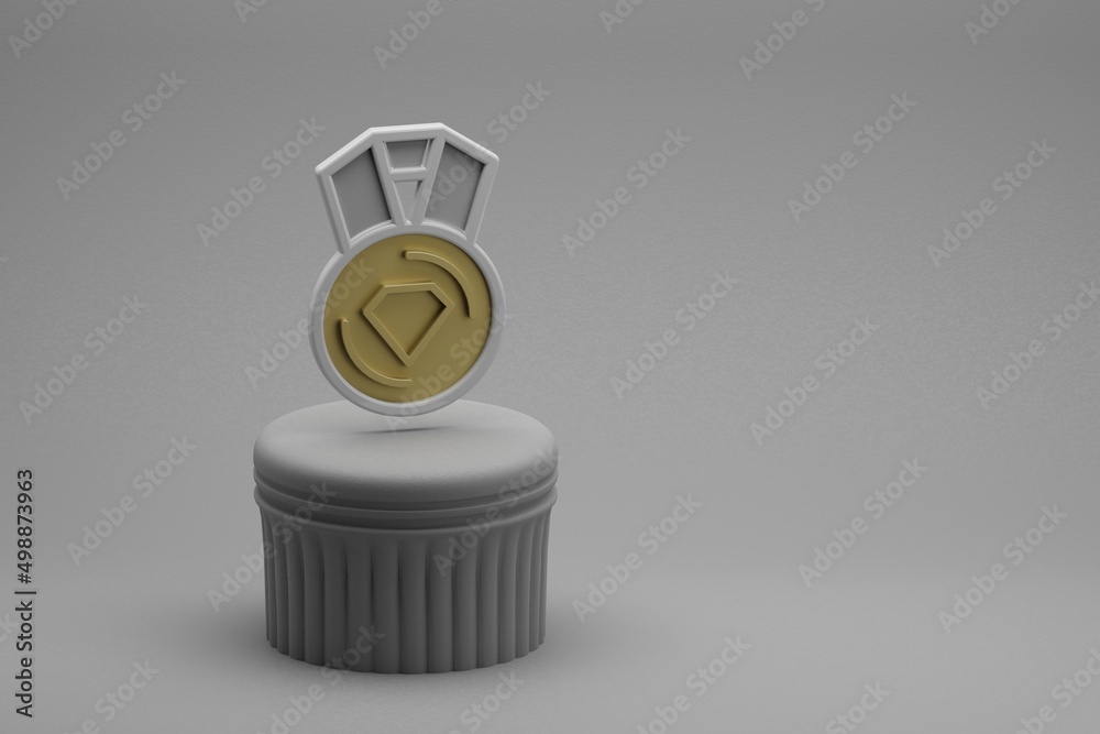 Aufkleber Beautiful abstract illustrations Winner medal symbol icons on a column and wonderful background. 3d rendering illustration. Background pattern for design.
