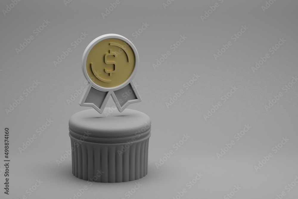 Aufkleber Beautiful abstract illustrations dollar Badge symbol icons on a column and wonderful background. 3d rendering illustration. Background pattern for design.