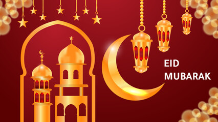 Eid Mubarak premium vector illustration with luxury design