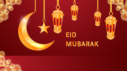 Eid Mubarak premium vector illustration with luxury design