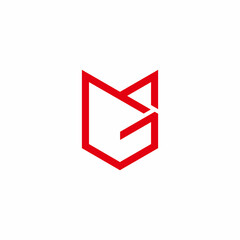 letter mg red geometric linked line logo vector - obrazy, fototapety, plakaty