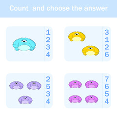 Counting Game for Preschool Children.  Count how many  monsters