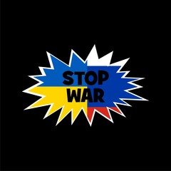 Stop Ukraine Russia war icon isolated on dark background