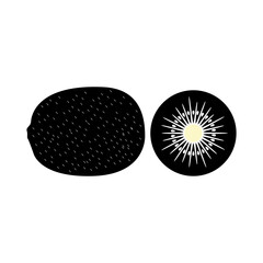 Kiwi Black and White Icon. Silhouette Design Element on Isolated White Background