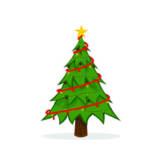 Merry Christmas Tree Illustration Vector