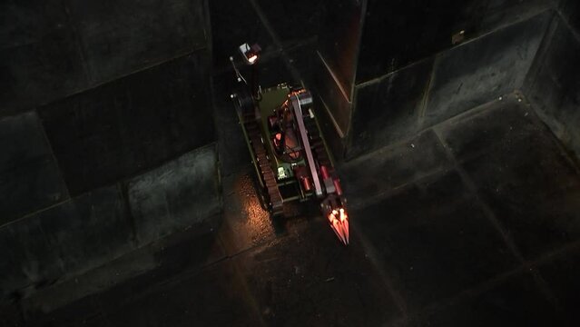 Minesweeper robot enters the room. Riot police training.