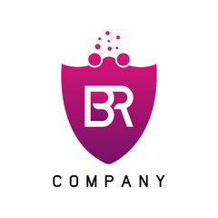 BR Dots Letter Logo. BR Letter Logo Design Vector with  Bubbles Purple Magenta Colors Dots.